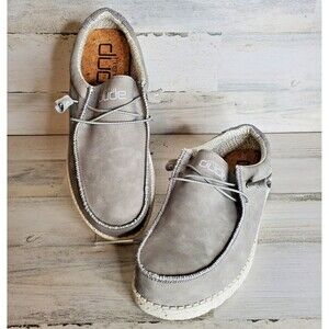 Hey Dude Wally Recycled Leather Silver Birch Casual Comfort Shoe Men's Size 12